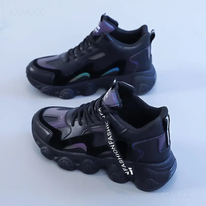 New-Women-Lace-Up-Sneakers-Woman-Thick-Sole-Non-slip-Shoes-Lady-Waterproof-Colorblock-Chunky-Sneakers-3